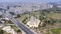 Adana Sabanci Central Mosque and Stone Bridge ( Tas Kopru ) aerial view - Turkey