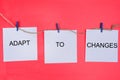 Adapt to changes words on paper note Royalty Free Stock Photo