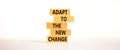 Adapt to the new change symbol. Wooden blocks with words Adapt to the new change on white background, copy space. Business, adapt Royalty Free Stock Photo