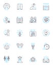 Adaptability and flexibility linear icons set. Versatility, Resourcefulness, Agility, Resilience, Adaptable, Openness Royalty Free Stock Photo