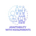 Adaptability with kids and parents blue gradient concept icon