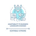 Adaptability to business landscape change blue concept icon