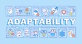 Adaptability word concepts blue banner