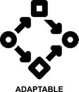 adaptable, adaptation, adaptability, adaptive, flexible, process outline icon
