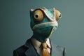 Adaptable Anthropomorphic chameleon businessman. Generate Ai