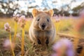 Adaptable Quokka animal rodent field. Generate Ai