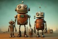 Adaptable Robot family creative. Generate Ai