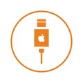 Adapter, apple, bus, cable, connector icon. Orange color design Royalty Free Stock Photo