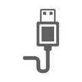 Adapter, cable, usb icon. Gray vector graphics Royalty Free Stock Photo