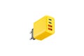 adapter for charger with USB and Type C connector, yellow, on isolated or white background Royalty Free Stock Photo
