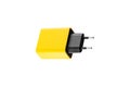 adapter for charger with USB and Type C connector, yellow, on isolated or white background Royalty Free Stock Photo