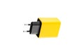 adapter for charger with USB and Type C connector, yellow, on isolated or white background Royalty Free Stock Photo