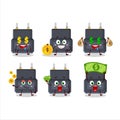 Adapter connector cartoon character with cute emoticon bring money