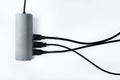 Adapter with external hard drives on a white background.Many different connections via the USB connector Royalty Free Stock Photo