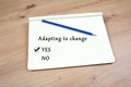 Adapting to change checklist on notepad