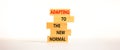 Adapting to the new normal symbol. Wooden blocks with words Adapting to the new normal on beautiful white background, copy space. Royalty Free Stock Photo