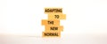 Adapting to the new normal symbol. Wooden blocks with words Adapting to the new normal on beautiful white background, copy space. Royalty Free Stock Photo