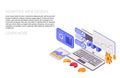 Adaptive interface design. Developers use software on multiple devices. Cross-platform software. Royalty Free Stock Photo