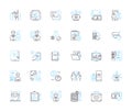 Adaptive Process linear icons set. Agility, Flexibility, Adaptability, Optimization, Efficiency, Continuous, Improvement