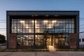 adaptive reuse of industrial building with sleek, modern design elements