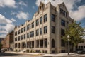 adaptive reuse project, with exterior of building updated and modernized