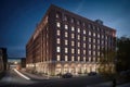 adaptive reuse project, with repurposed building as hotel and conference space