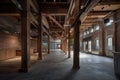adaptive reuse project transforming an old warehouse into a modern retail space