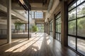 adaptive reuse and renovation project transforms cavernous warehouse into open, bright space perfect for offices