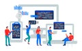 Programmersdeveloping cross platform adaptive software, flat vector isolated. Royalty Free Stock Photo