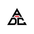 ADC triangle letter logo design with triangle shape. ADC triangle logo design monogram. ADC triangle vector logo template with red