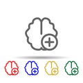 Add brain multi color style icon. Simple thin line, outline vector of web icons for ui and ux, website or mobile application Royalty Free Stock Photo