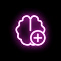 Add brain neon icon. Simple thin line, outline vector of mix icons for ui and ux, website or mobile application
