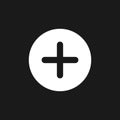 Add button dark mode glyph ui icon Royalty Free Stock Photo