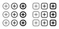 Add button icon vector set collection. Social media plus sign symbol