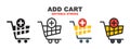 Add Cart icon set with different styles. Editable stroke style can be used for web, mobile, ui and more Royalty Free Stock Photo