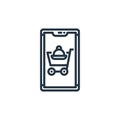 add cart vector icon isolated on white background. Outline, thin line add cart icon for website design and mobile, app development Royalty Free Stock Photo