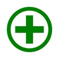 Add, create, health care, hospital, medical new, plus icon. Green vector Sketch.