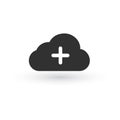 Add data cloud icon, plus sign. vector illustration isolated on white background