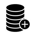 Add database glyph flat vector icon Royalty Free Stock Photo