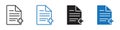Add document icon linear graphics set vector in black Royalty Free Stock Photo