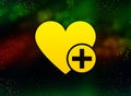 Add favorite heart icon abstract bokeh dark background