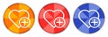 Add favorite heart icon burst light round button set illustration