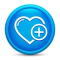 Add favorite heart icon glass shiny blue round button isolated design vector illustration Royalty Free Stock Photo