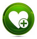 Add favorite heart icon glassy green round button illustration Royalty Free Stock Photo