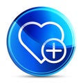 Add favorite heart icon glassy vibrant sky blue round button illustration Royalty Free Stock Photo