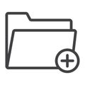 Add Folder line icon, web and mobile, add file Royalty Free Stock Photo