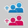 Add A Friend Sticker - Silver Blue And Pink Metallic Vector Illustration - Isolated On Gray Background Royalty Free Stock Photo