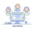 Add friends. Social Network Social Media icon in thin line style