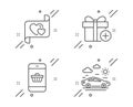 Add gift, Smartphone buying and Love letter icons set. Car travel sign. Present box, Website shopping, Heart. Vector