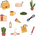 Vibrant Office and Lifestyle Clipart Collection - Digital Illustrations Royalty Free Stock Photo
